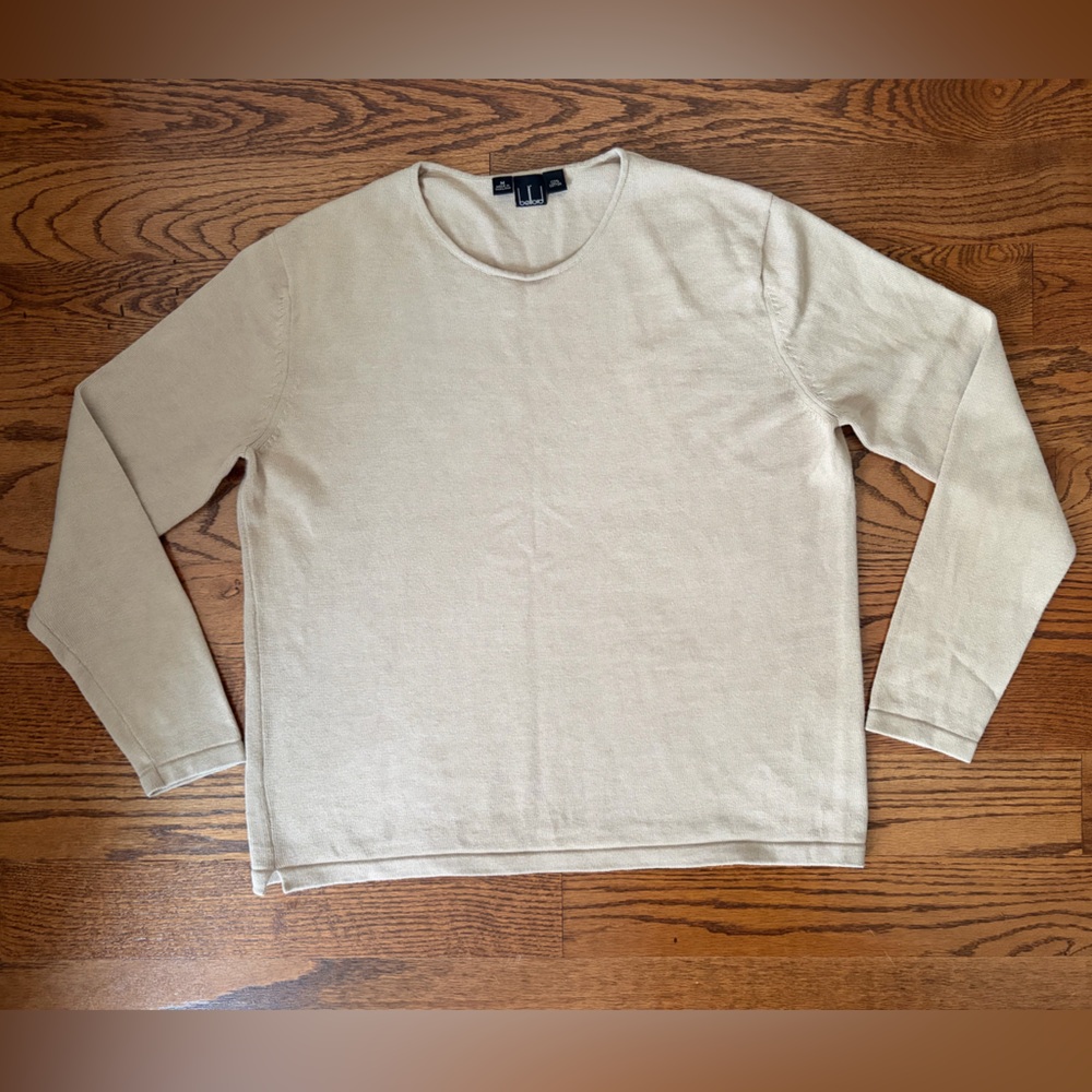 Belford Beige Tan Crew Neck Long Sleeve Women’s Sweater. Size: M 100%Cotton